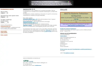 https://www.konstkalendern.se startsida 2001
