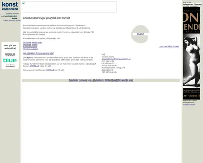 https://www.konstkalendern.se startsida 2003
