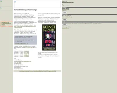 https://www.konstkalendern.se startsida 2005