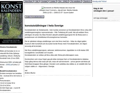 https://www.konstkalendern.se startsida 2006