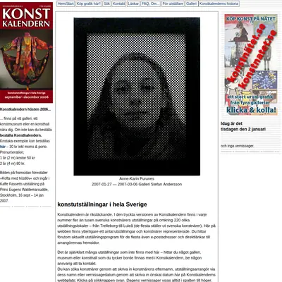 https://www.konstkalendern.se startsida 2007