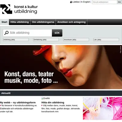 konstkulturutbildning.se startsida 2015