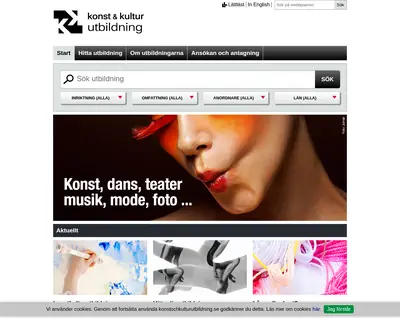 konstkulturutbildning.se startsida 2016