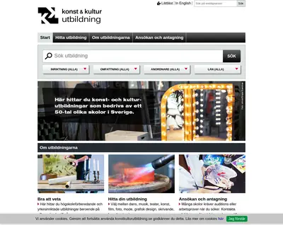 konstkulturutbildning.se startsida 2018