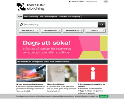 konstkulturutbildning.se startsida 2021