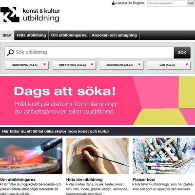 konstkulturutbildning.se startsida 2023