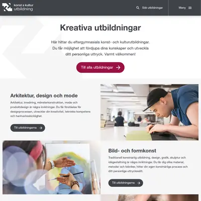 konstkulturutbildning.se startsida 2026