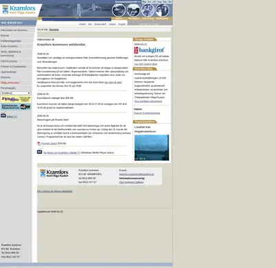 www.kramfors.se startsida 2008