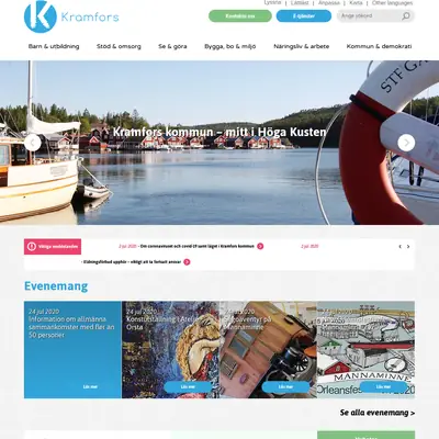 www.kramfors.se startsida 2020
