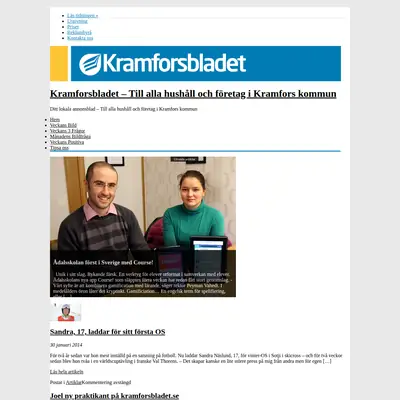 Kramforsbladet startsida 2014