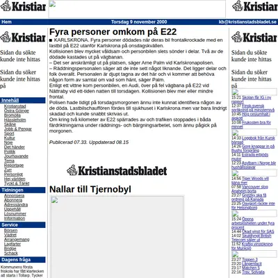 Kristianstadsbladet e-post startsida 2000