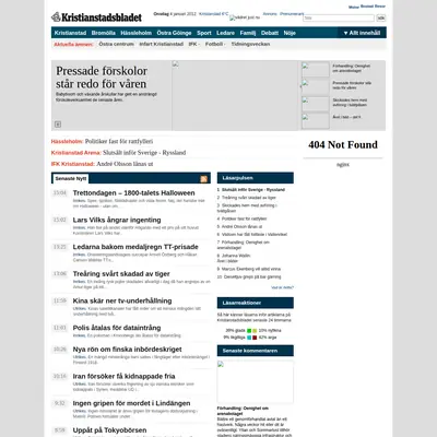 Kristianstadsbladet e-post startsida 2012