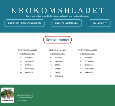 Krokomsbladet startsida 2026