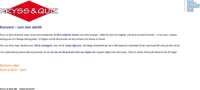Kryss & Quiz startsida 2024