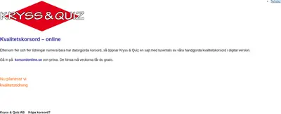 Kryss & Quiz startsida 2026