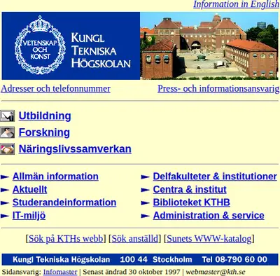 KTH & Co startsida 1998