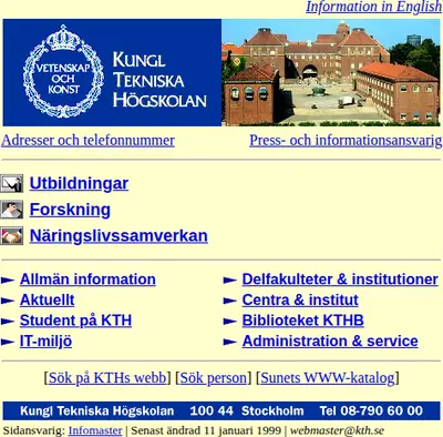KTH & Co startsida 1999