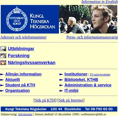 KTH & Co startsida 2000