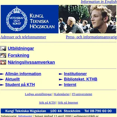 KTH & Co startsida 2001