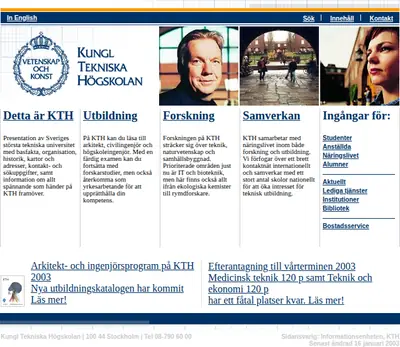 KTH & Co startsida 2003