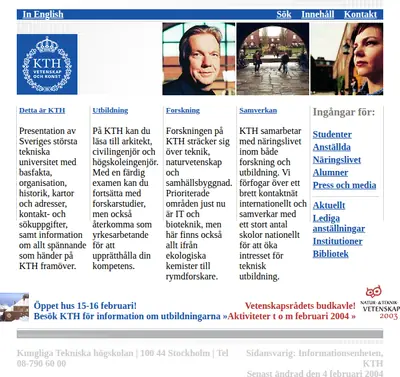 KTH & Co startsida 2004