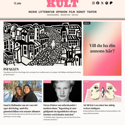 KULT Magasin, www.kultmagasin.se startsida 2024