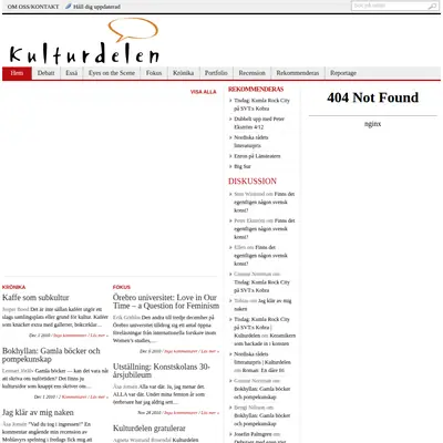 Kulturdelen, kulturdelen.com startsida 2010