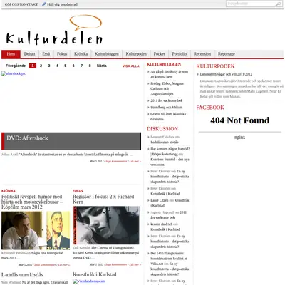Kulturdelen, kulturdelen.com startsida 2012