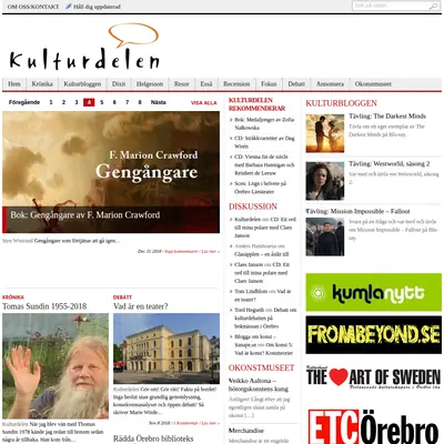 Kulturdelen, kulturdelen.com startsida 2019