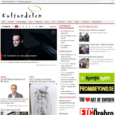 Kulturdelen, kulturdelen.com startsida 2020