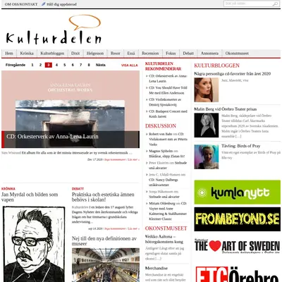 Kulturdelen, kulturdelen.com startsida 2021