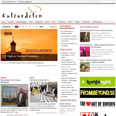 Kulturdelen, kulturdelen.com startsida 2022