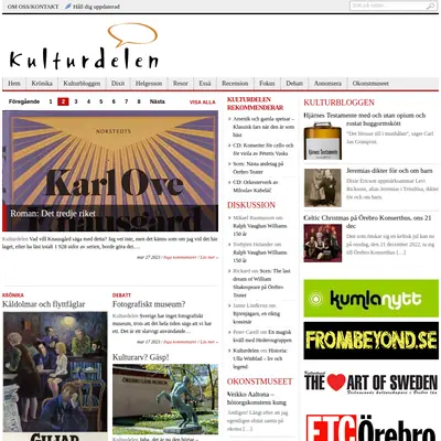 Kulturdelen, kulturdelen.com startsida 2023