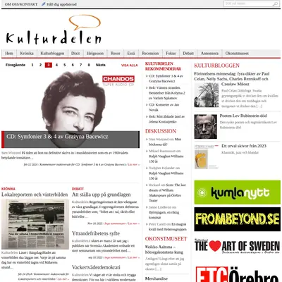 Kulturdelen, kulturdelen.com startsida 2024
