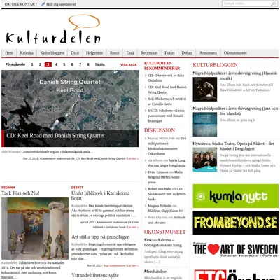 Kulturdelen, kulturdelen.com startsida 2025