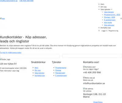 www.kundkontakter.se startsida 2023