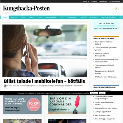 Kungsbacka Tidning startsida 2020