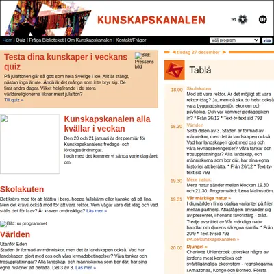 UR, UR/SVT Kunskapskanalen startsida 2006