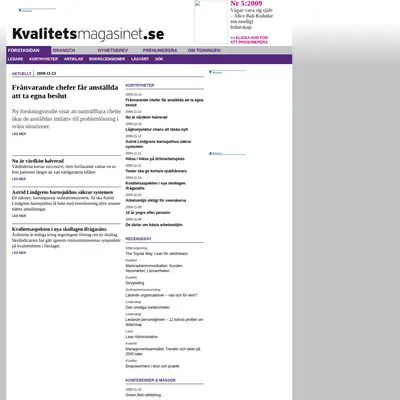 Kvalitetsmagasinet startsida 2009