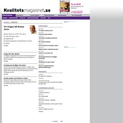 Kvalitetsmagasinet startsida 2011