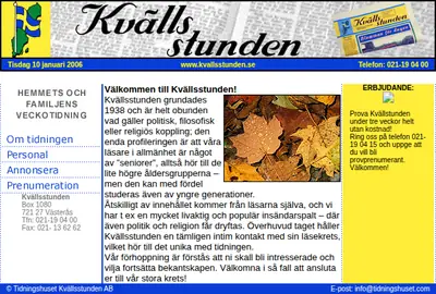 Kvällsstunden startsida 2006