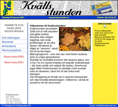 Kvällsstunden startsida 2007