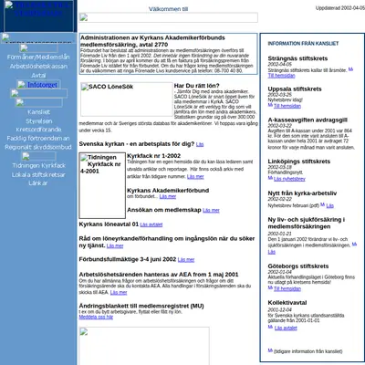 Kyrkfack startsida 2002