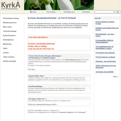 Kyrkfack startsida 2006