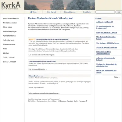 Kyrkfack startsida 2007