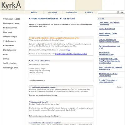 Kyrkfack startsida 2008