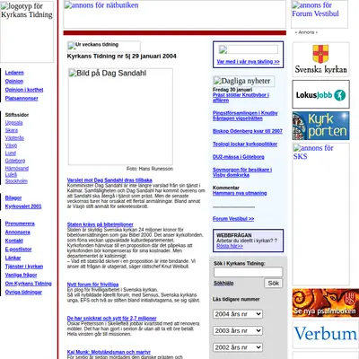 Kyrkans Tidning, www.kyrkanstidning.se startsida 2004