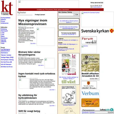 Kyrkans Tidning, www.kyrkanstidning.se startsida 2006