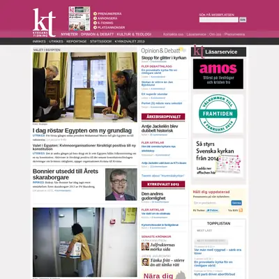 Kyrkans Tidning, www.kyrkanstidning.se startsida 2014