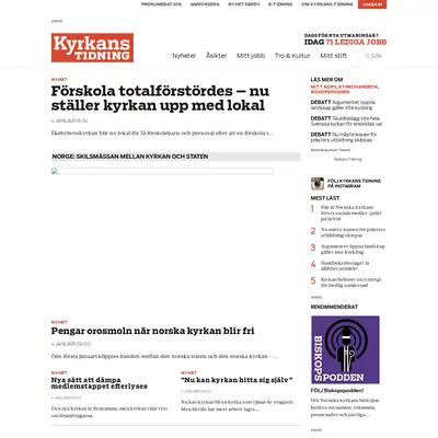 Kyrkans Tidning, www.kyrkanstidning.se startsida 2017